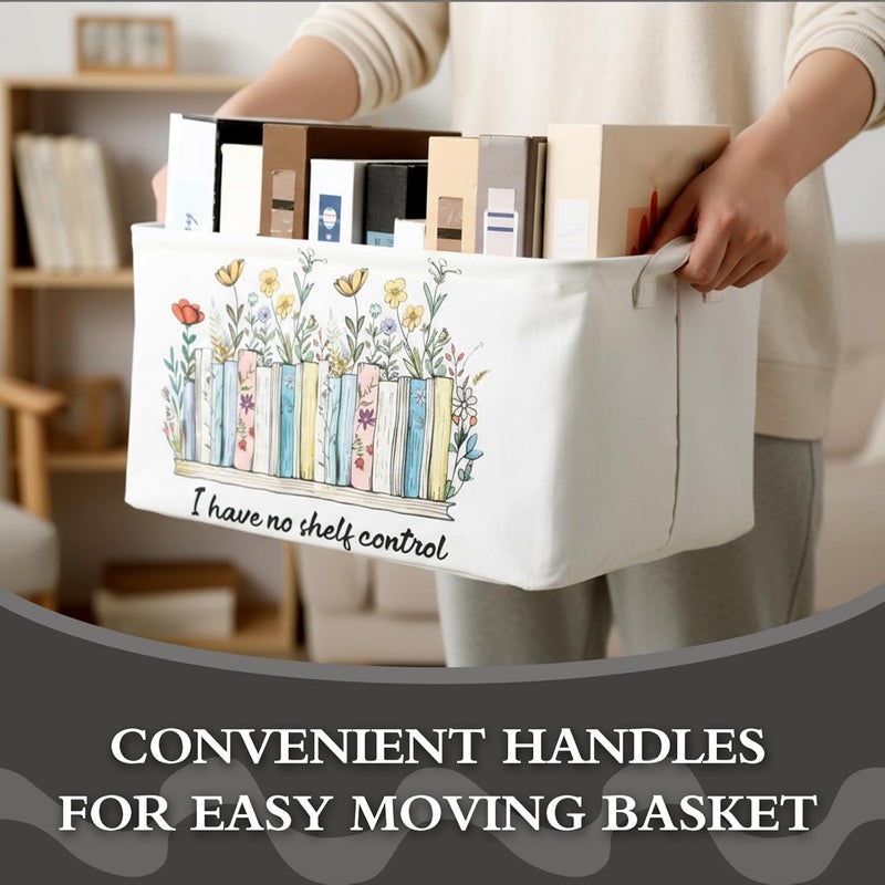 Marsui Book Lover Gifts TBR Book Storage Basket to Be Read List Storage Bin Bookish Accessories Bookworm Gift for Club Members Student Teacher Reading Accessories (Multicolor,I Have No Shelf Control) - Image 4